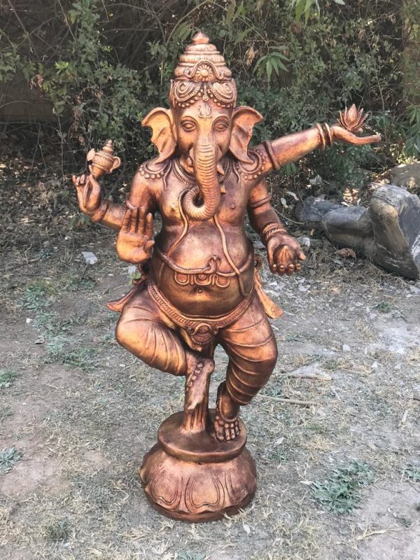 Dancing Ganesha 1.2m Antique Gold