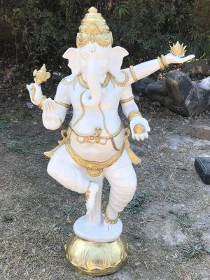 Dancing Ganesha 1.2m White and Gold
